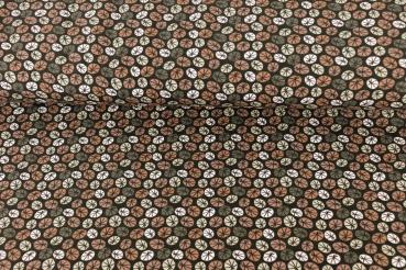 Preview: 1,50 m Reststück Baumwoll Jersey Graphic Flowers auf Schlammgrau